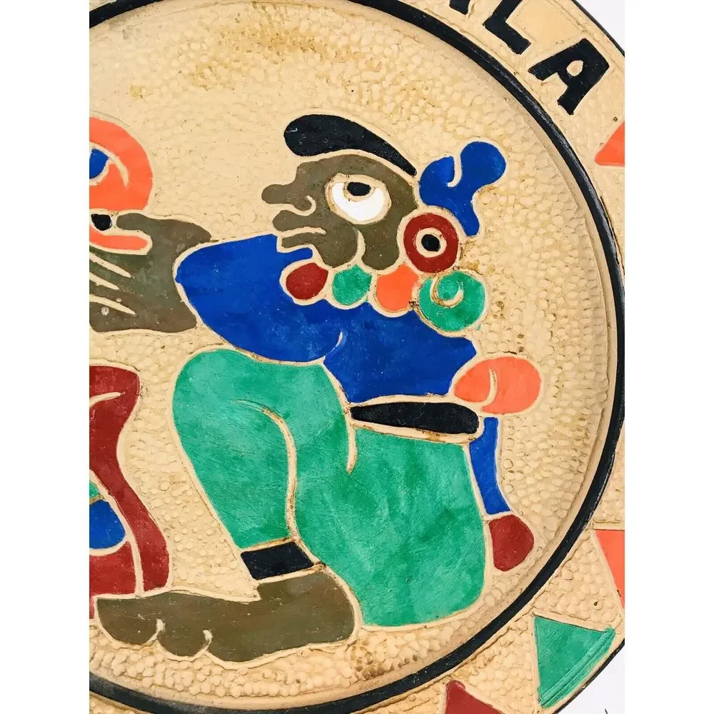 Rare Antique Earthy Clay Pottery Plate From Guatemala 12